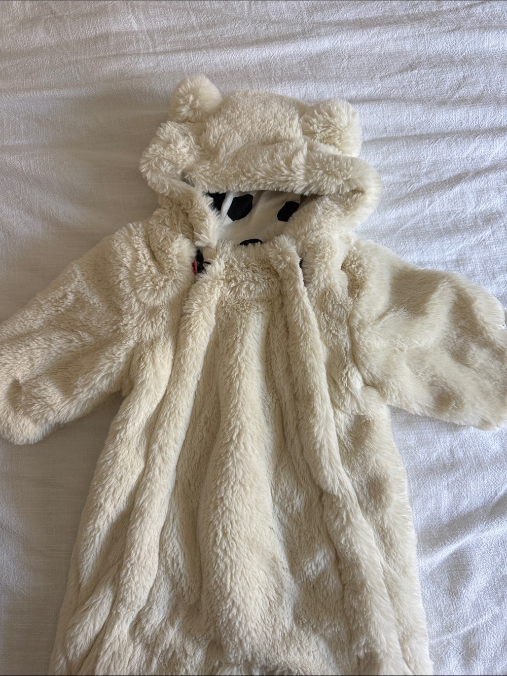 Plush Cream Teddy Hooded Baby snowsuit